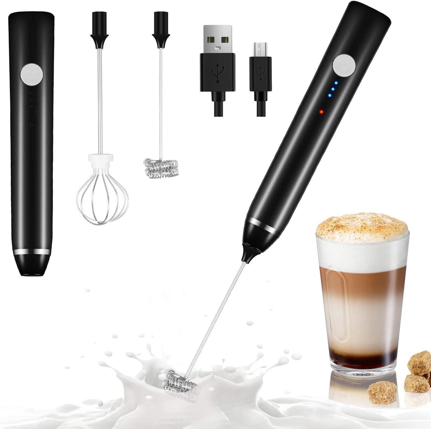 Carla Home Vikus USB Rechargeable Portable Hand Held Electric Milk Frother - Black