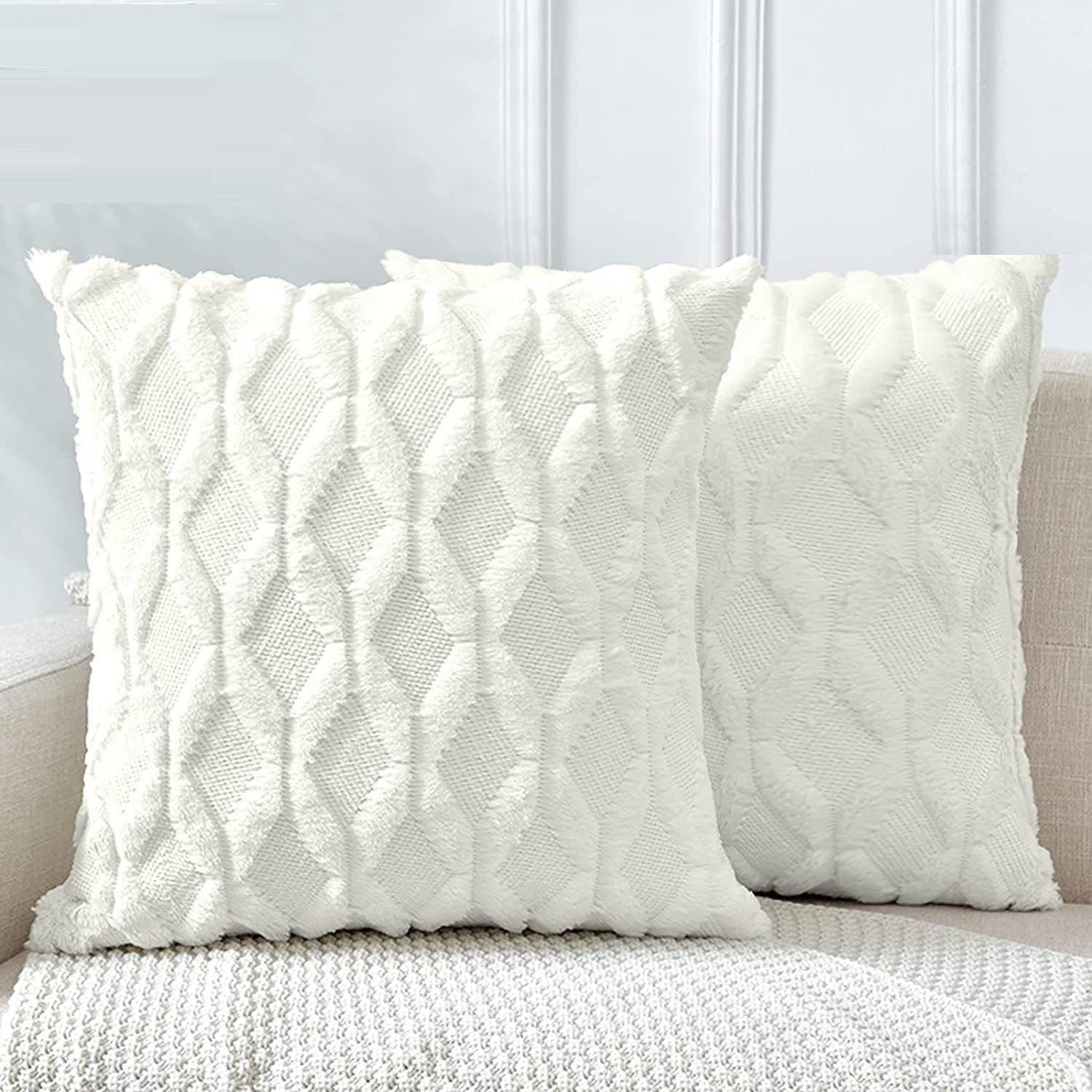Carla Home Vikus 2Pk 45 x 45cm Decorative Boho Throw Pillow Cover - White