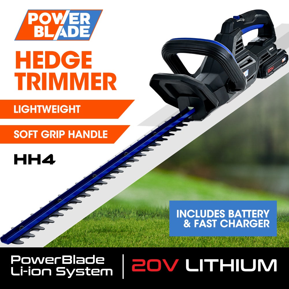 POWERBLADE HH4 20V Cordless Electric Hedge Trimmer Kit, with Lithium Battery and Fast Charger