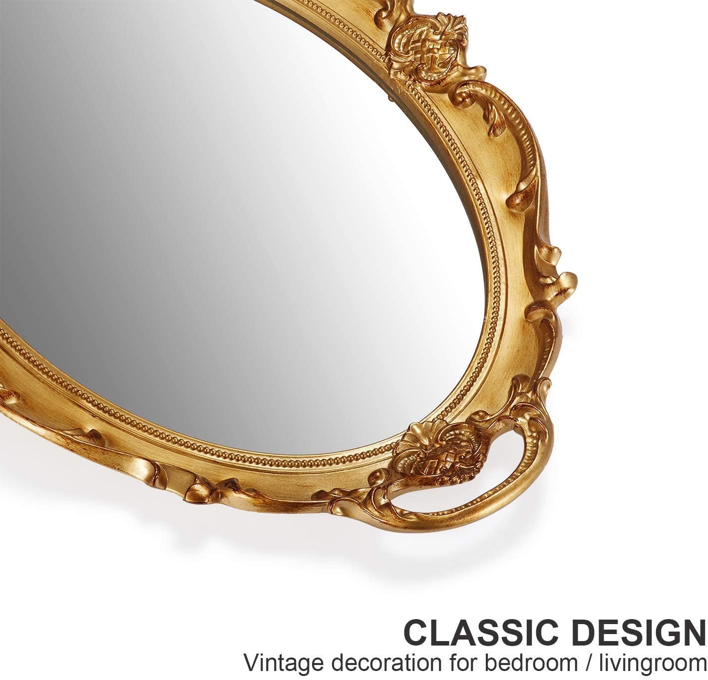 Carla Home Vikus Vintage 25 x 38cm Oval Hanging Wall Mirror - Antique Gold