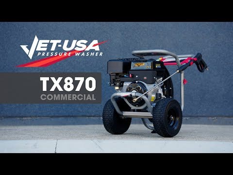 JET-USA 5000PSI Commercial Petrol Powered High Pressure Washer, 15HP 420cc, Italian Made Adjustable AR Pump, 20m Hose - TX870