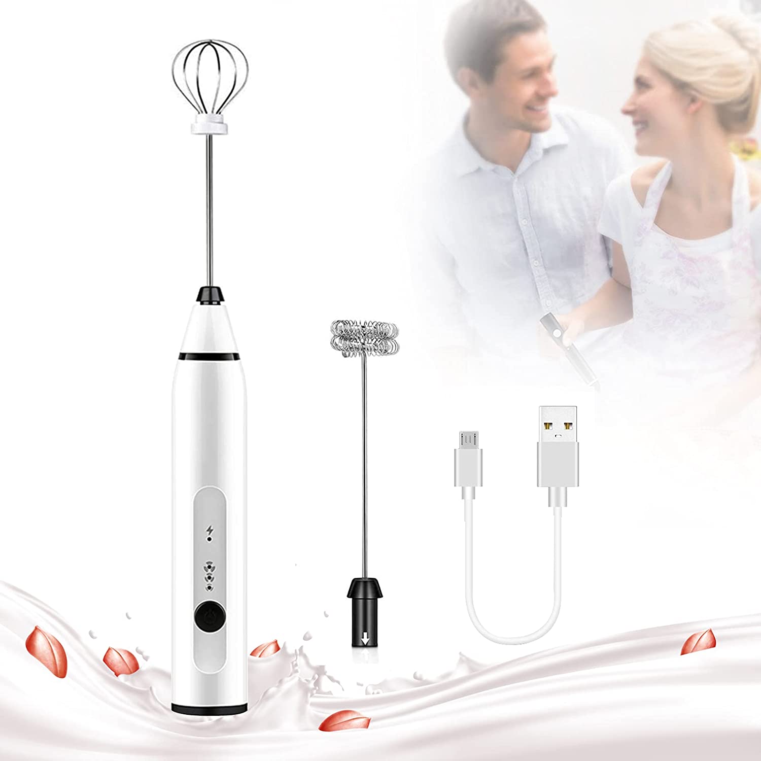Carla Home Vikus 3-Speed Rechargeable Hand Held Electric Milk Frother - Silver
