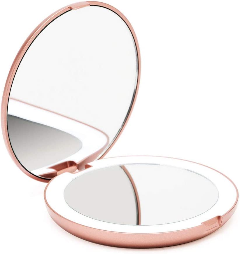 Carla Home Vikus 1x - 10x Portable Illuminated Clam-Shell Design Magnifying Makeup Mirror - Rose Gold