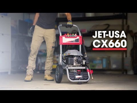 JET-USA Petrol-Powered High Pressure Cleaner Washer w/ 30m Hose and Drain Cleaner - CX660