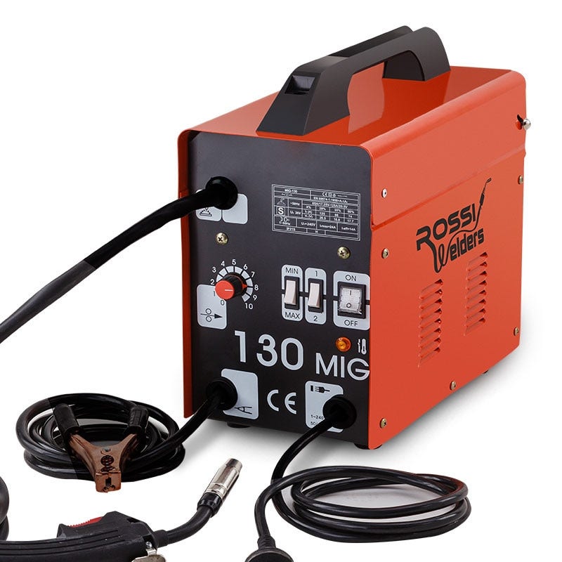 ROSSI 130 Amp MIG Gas Gasless Welder, Metal Inert Welding Machine Tool, 15A Plug