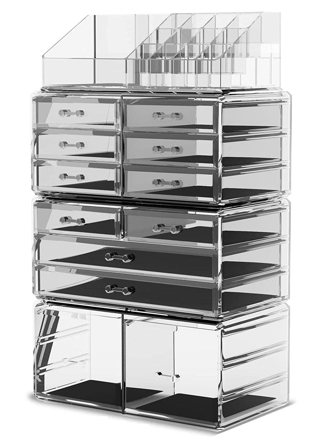 Carla Home Vikus 4Pc 12-Drawer 16-Compartment Makeup & Cosmetic Organiser - Clear