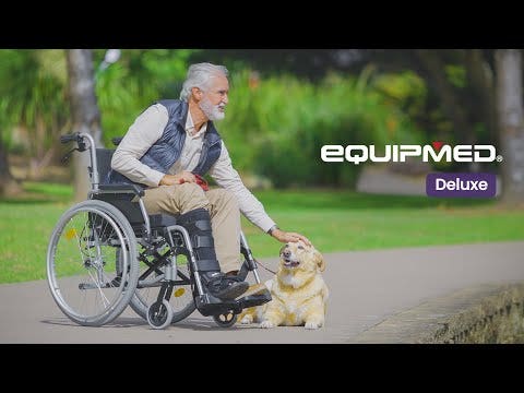 EQUIPMED 24" Folding Wheelchair Alloy with Brakes Folding Armrests for Dining