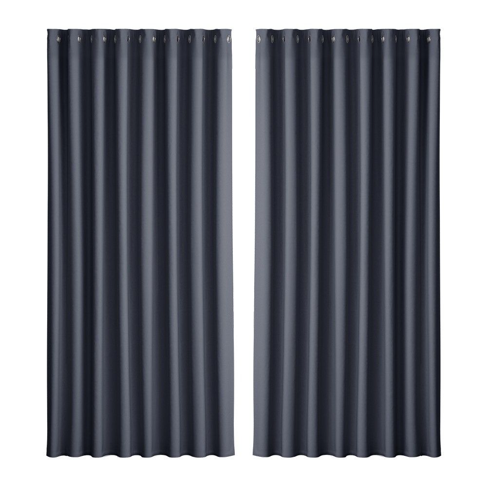 Artiss 2X Blockout Curtains Blackout Window Curtain Eyelet 300x230cm Charcoal