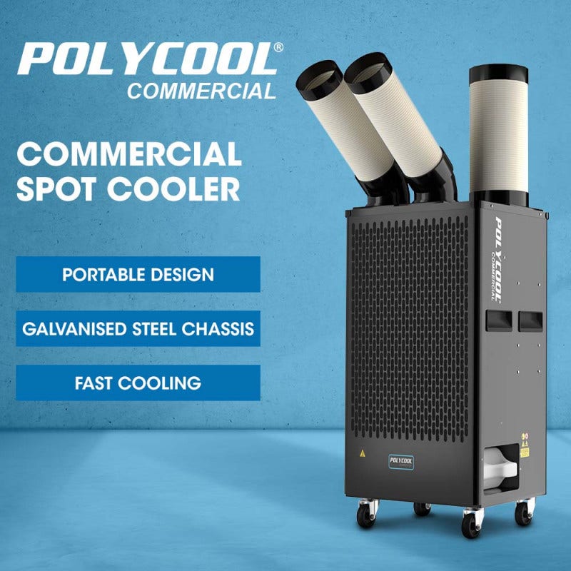 POLYCOOL 4.5kW Portable Industrial Spot Cooler, with Twin Cooling Ducts, 15A Plug