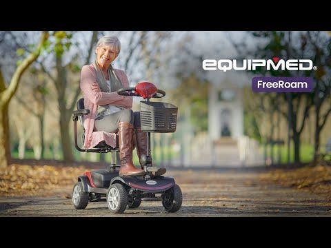 EQUIPMED FreeRoam Mid-Sized Foldable Electric Motorised Mobility Scooter - Blue