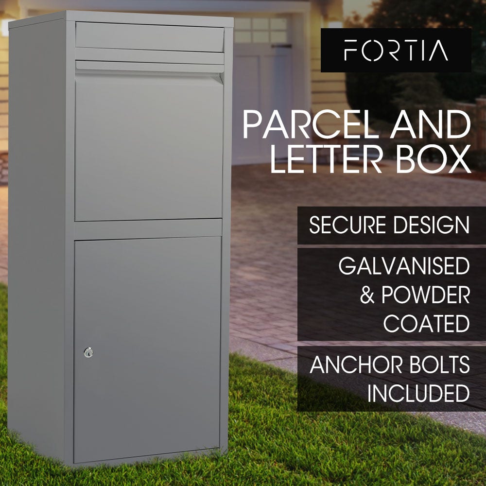 PRE-ORDER FORTIA Freestanding Parcel Post Box Letterbox, Letter Slot, Woodland Grey