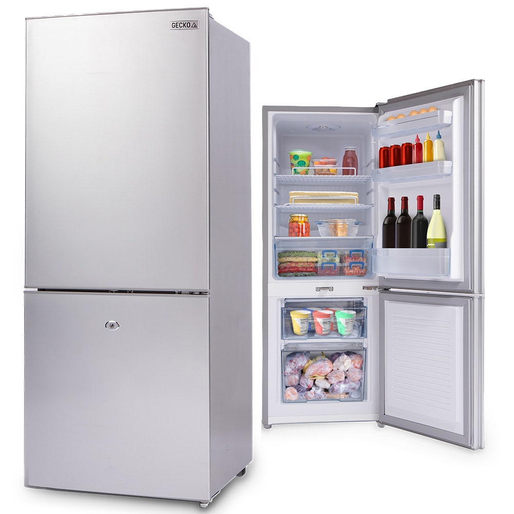 GECKO 139L Upright Portable Fridge / Freezer, 12V/24V for Motorhome and Caravan, Silver