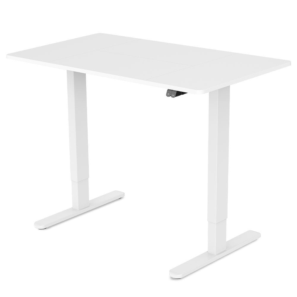 FORTIA Sit To Stand Up Standing Desk, 120x60cm, 72-118cm Electric Height Adjustable, 70kg Rated, White/White Frame