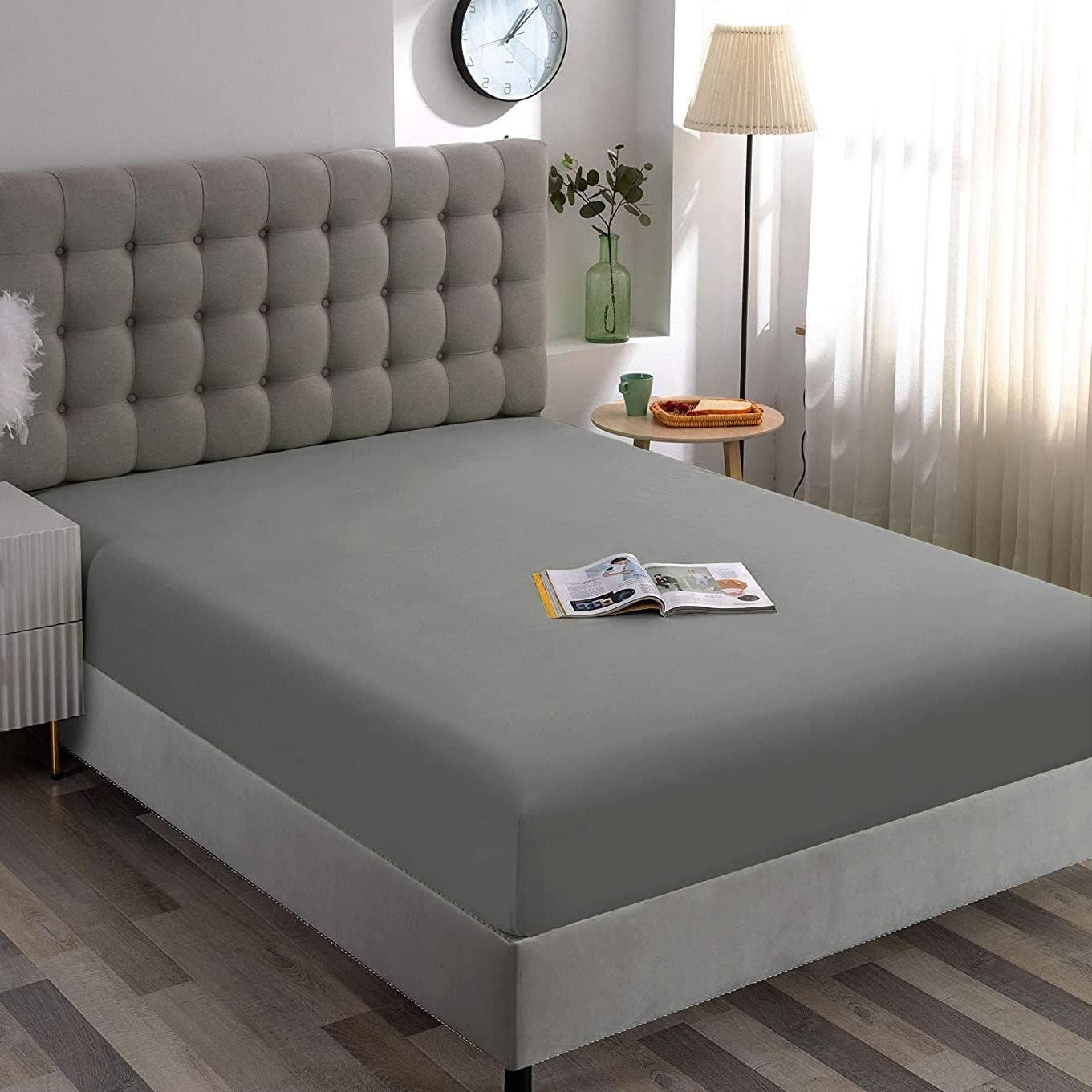 Carla Home Vikus 204 x 204cm Premium Microfiber Super King Fitted Sheet - Grey