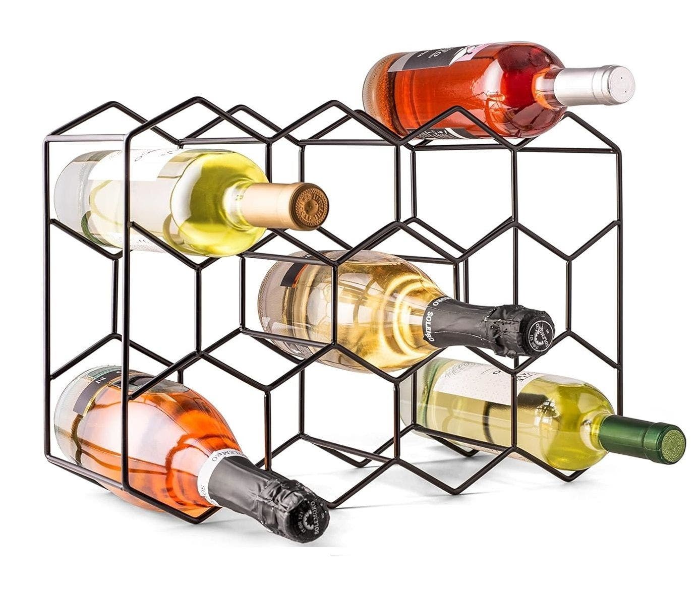 CARLA HOME 14 Bottle Capacity Modern Design Freestanding Metal Wine Rack