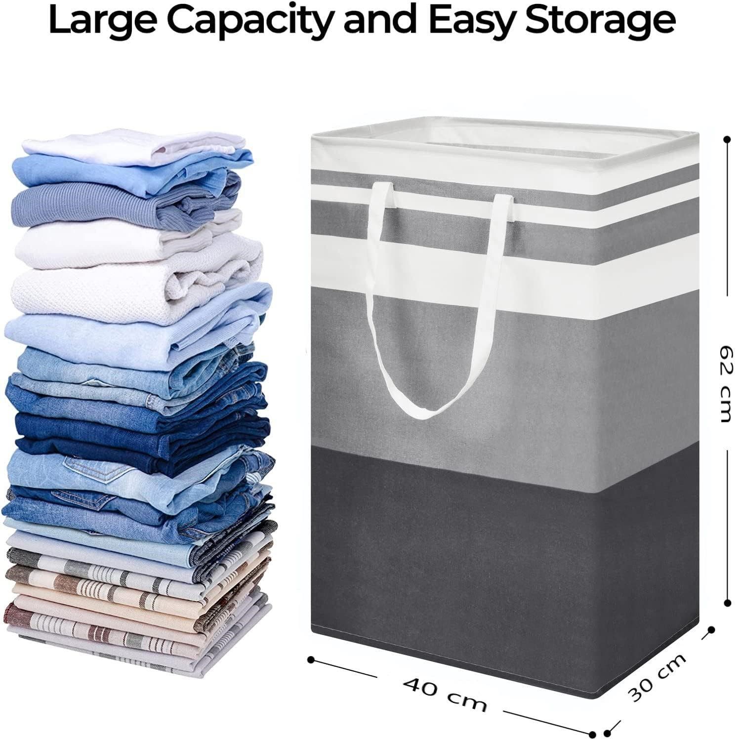 Carla Home Vikus 2-Pk 75L Fabric Handle Collapsible Laundry Hamper - Grey