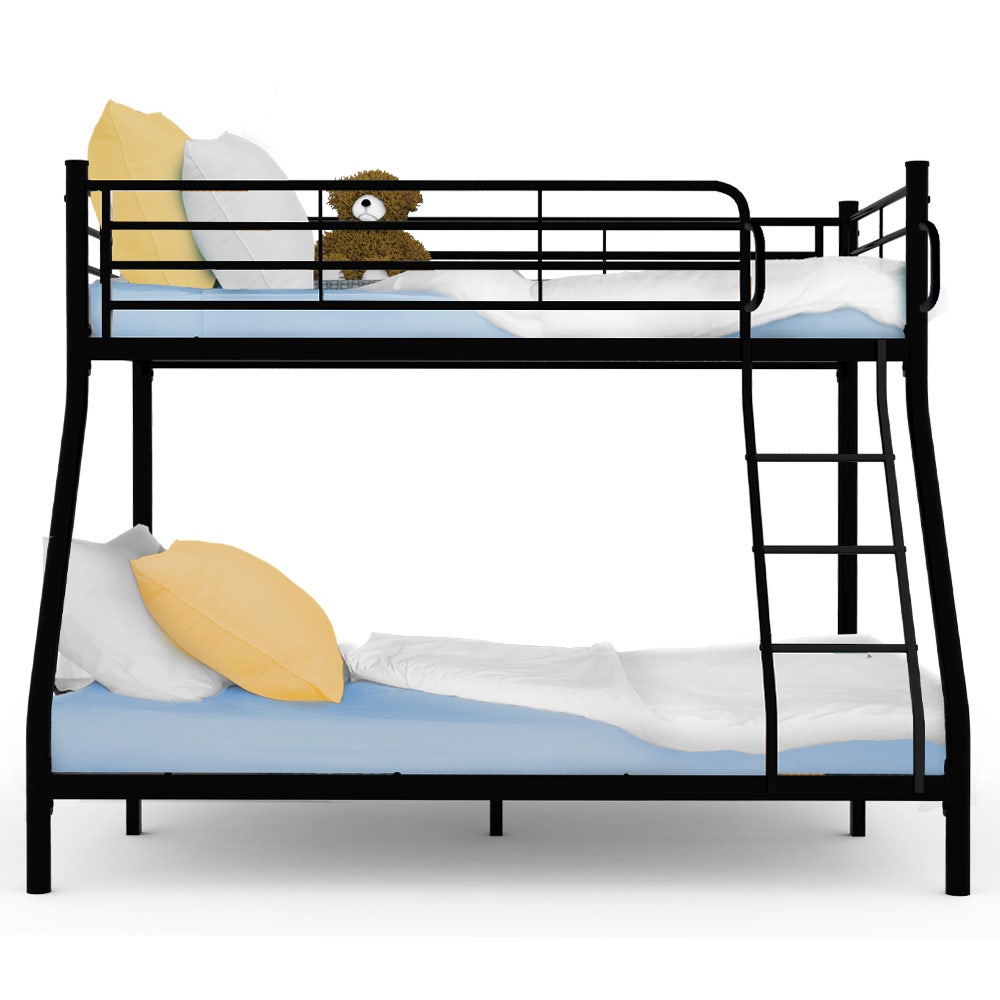 KINGSTON SLUMBER Metal Single over Double Bunk Bed Frame, Dark Matte Grey