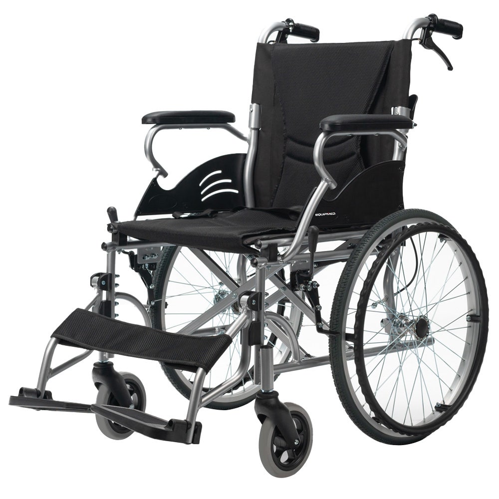 EQUIPMED SmartLine 20" 100kg Capacity Light-Weight Quick-Folding Wheelchair - Black