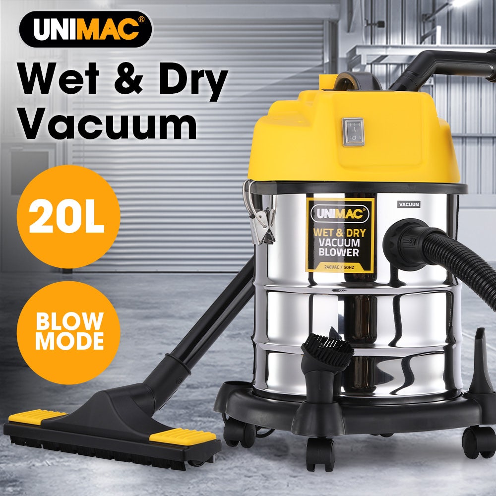 UNIMAC 20L 1400W Wet and Dry Vacuum Cleaner, with Blower, for Car, Workshop, Carpet