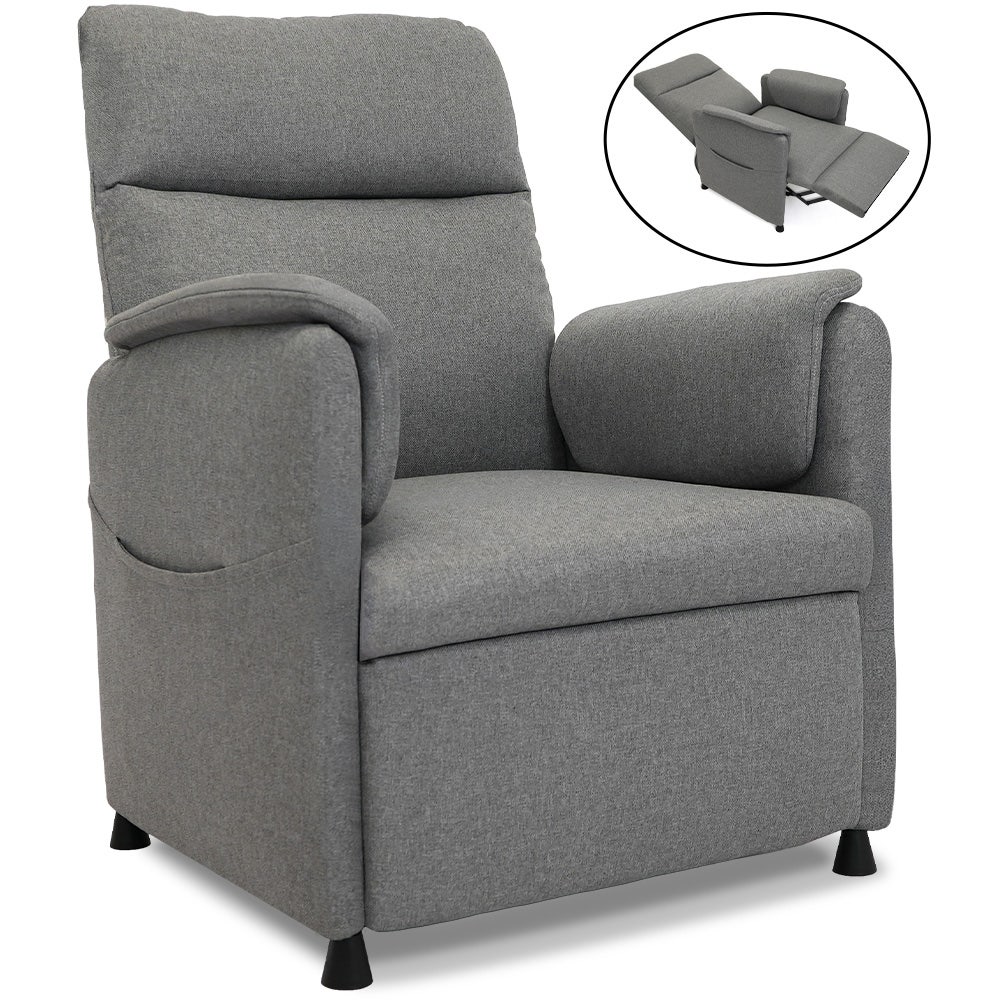 FORTIA Electric Armchair Recliner Chair Single Modern Lounge Sofa, Grey Fabric