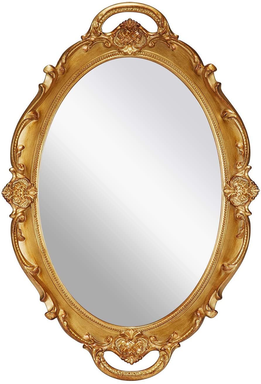 Carla Home Vikus Vintage 25 x 38cm Oval Hanging Wall Mirror - Antique Gold