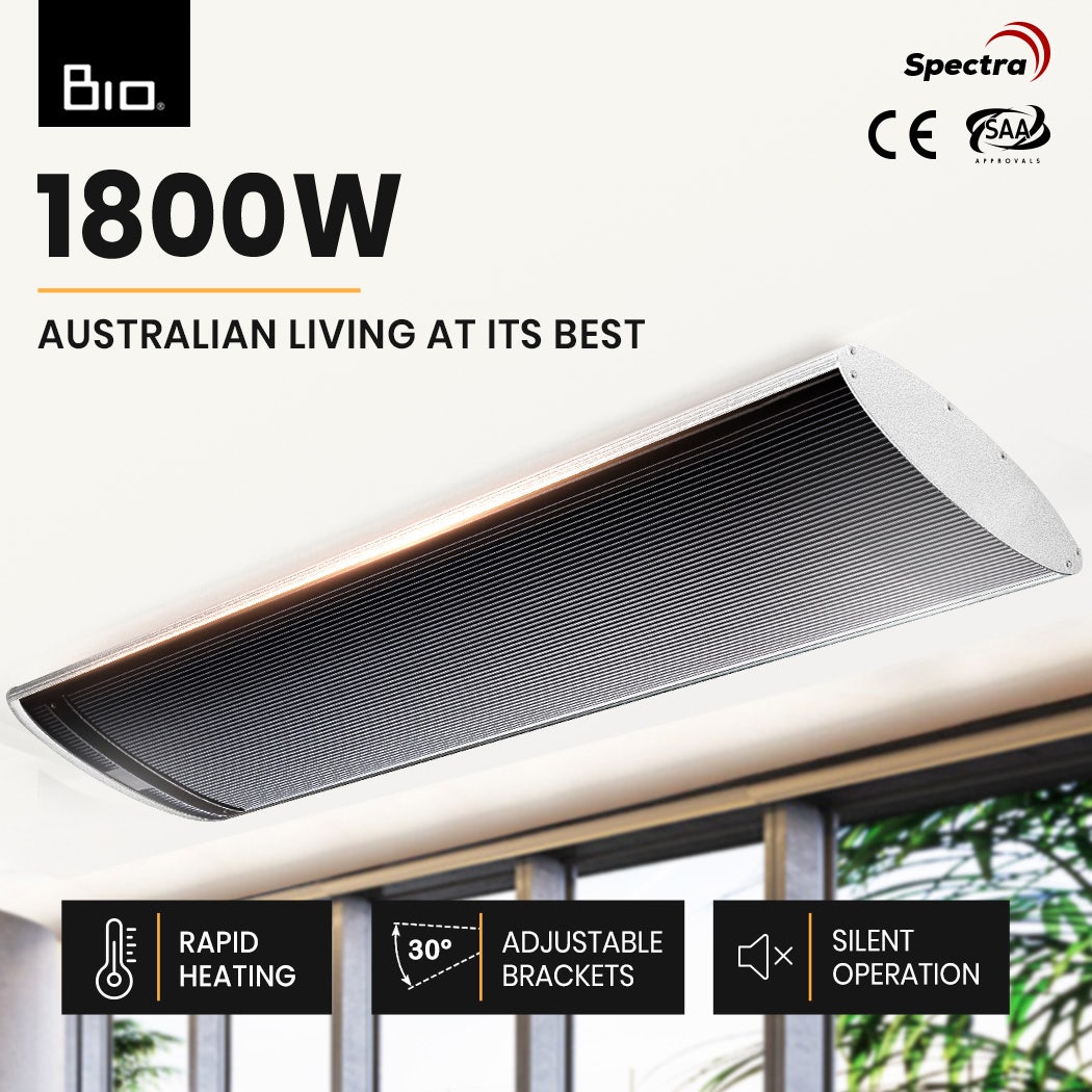BIO 1800W 240V Outdoor Strip Heater Electric Radiant Slimline Panel Heat Bar