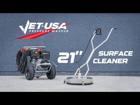 Jet-USA 21" Stainless Steel Pressure Washer Surface Cleaner with Yoke Handlebar, 3/8" Fitting, For Concrete Driveway Patio Floor
