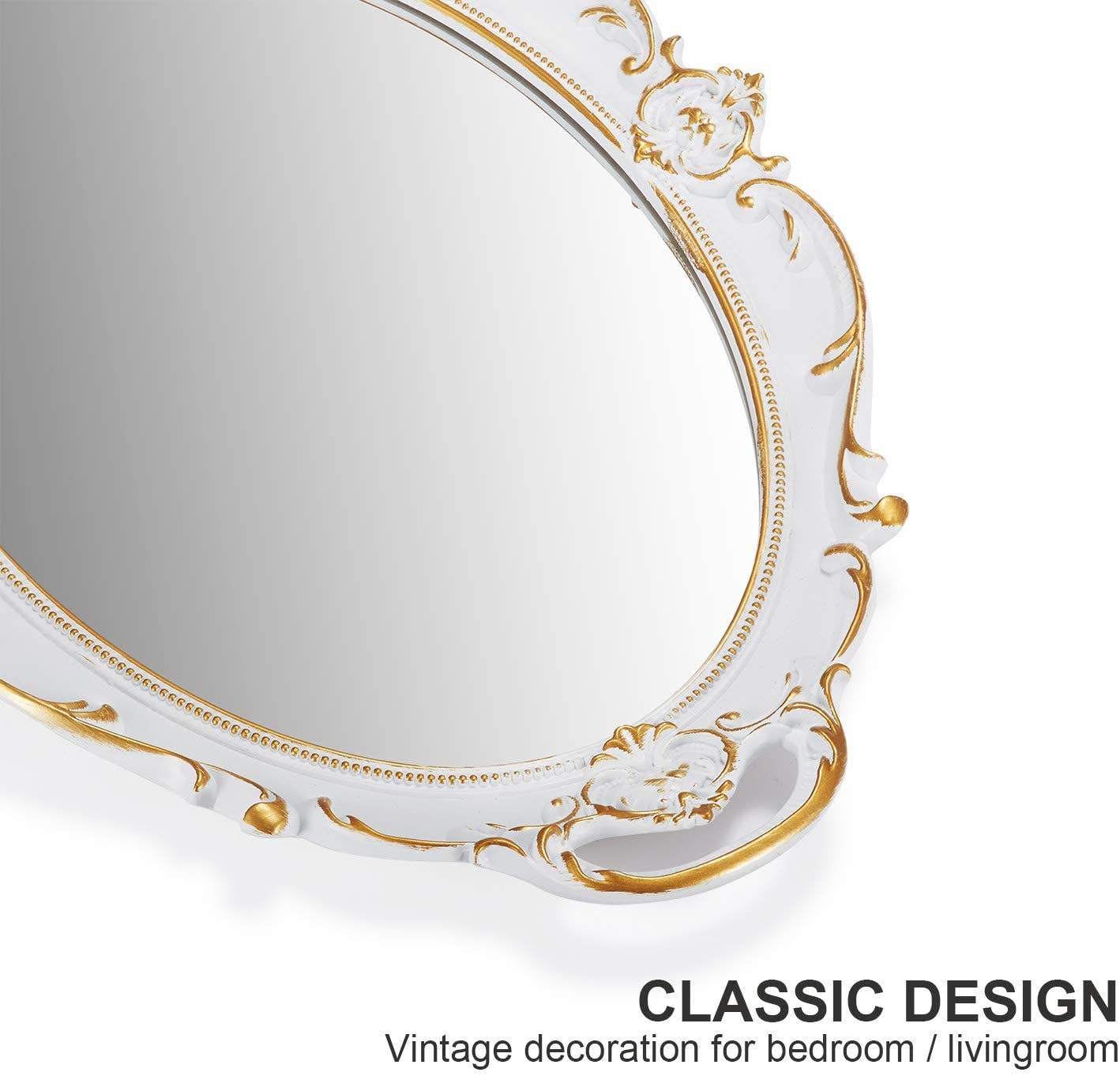 Carla Home Vikus Vintage 25 x 38cm Oval Hanging Wall Mirror - Antique White