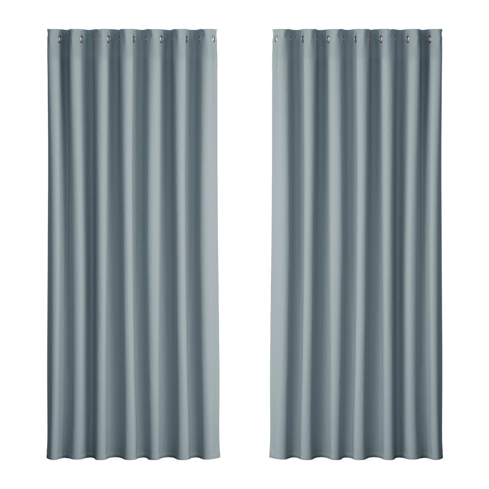 Artiss 2X Blockout Curtains Blackout Window Curtain Eyelet 240x230cm Grey
