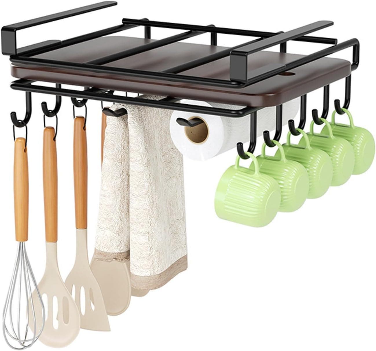 CARLA HOME Multifunction Under-cabinet Cutting Board & Hanging Metal Utensil Organiser