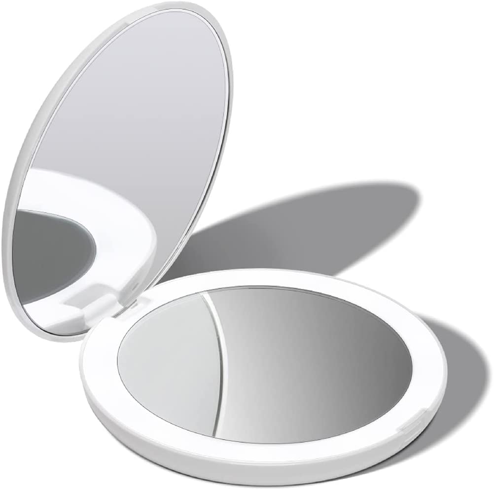 Carla Home Vikus 1x - 10x Portable Illuminated Clam-Shell Design Magnifying Makeup Mirror - White