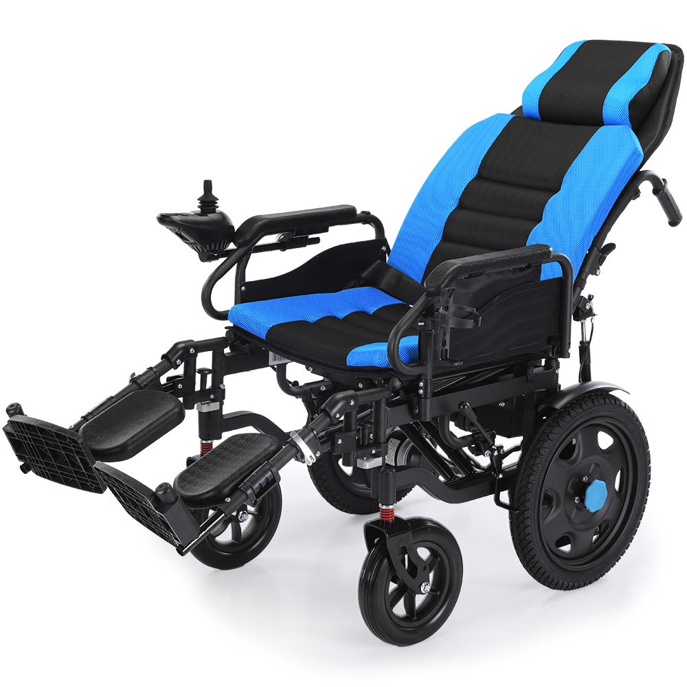 EQUIPMED Power Electric Wheelchair, Wide Bariatric Chair, Comfortable for S-XL, Long Range, Recline Adjustment, Lithium Battery, 16" Wheels, Headrest, Folding