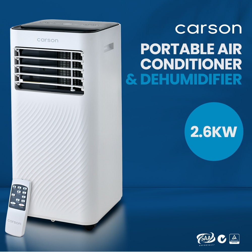 CARSON 2.6kW Portable Air Conditioner, with Dehumidifier Mode & Fan Cooler