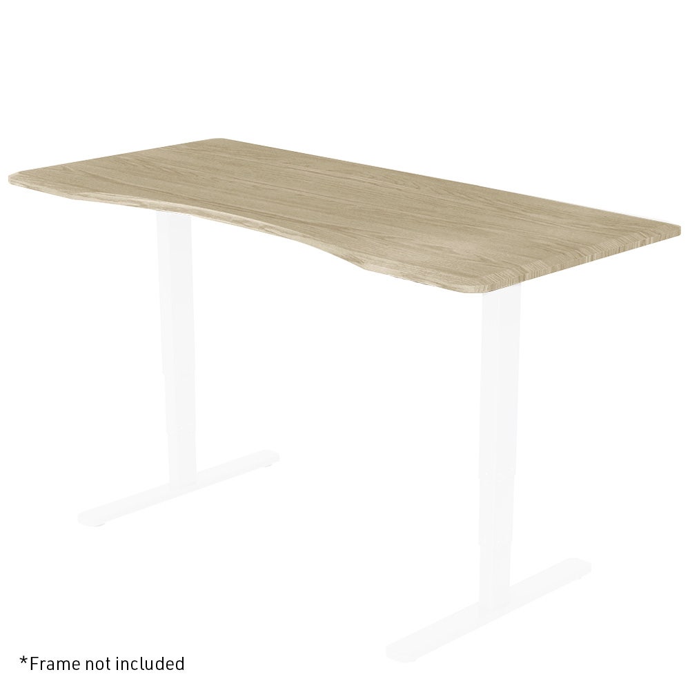 FORTIA 150x70cm Desktop, for a Height Adjustable Desk, Arched Front Design, White Oak Style