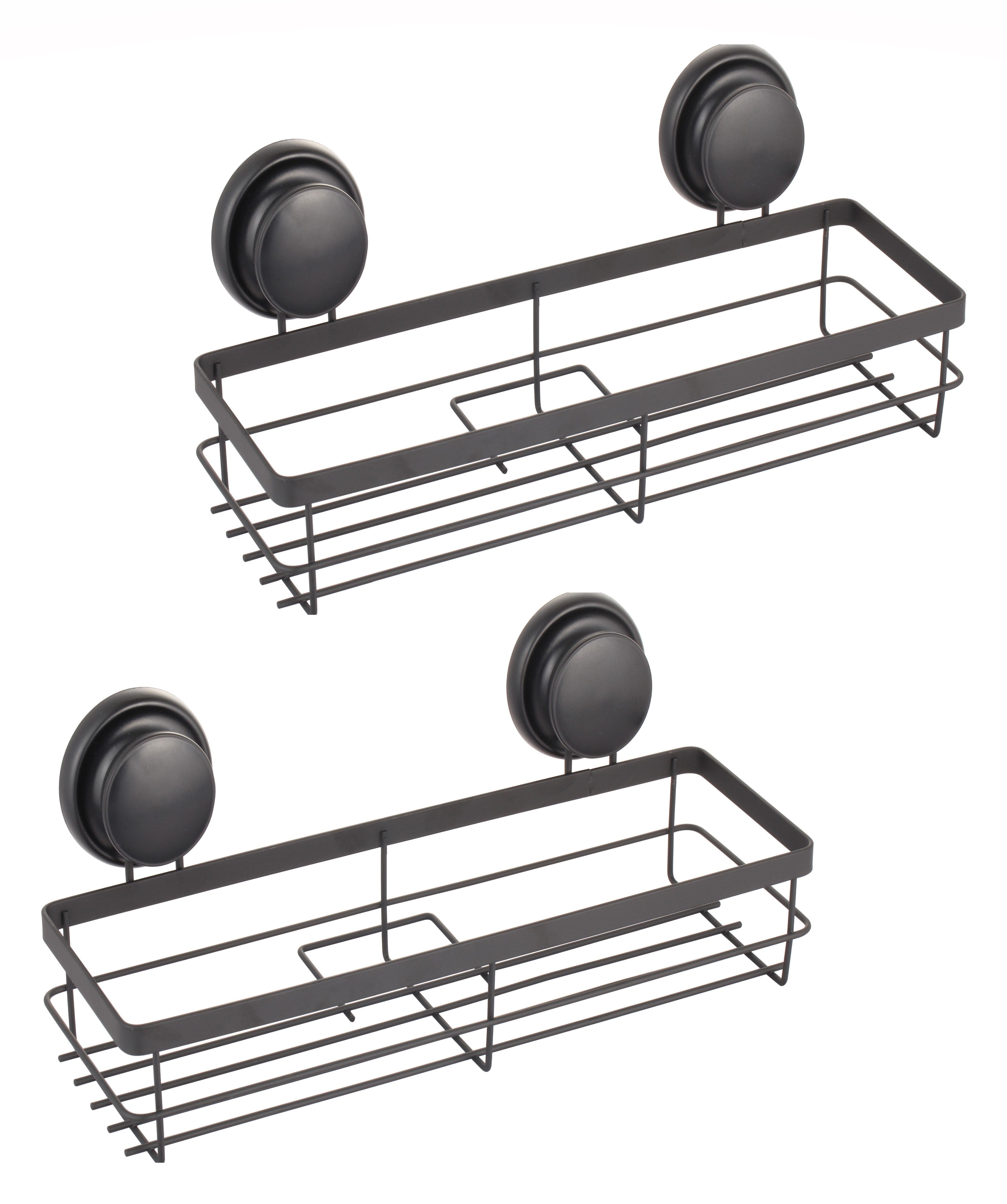CARLA HOME Premium Vacuum Suction Cup 2Pk Rectangular Design Stainless Steel Shower Caddy