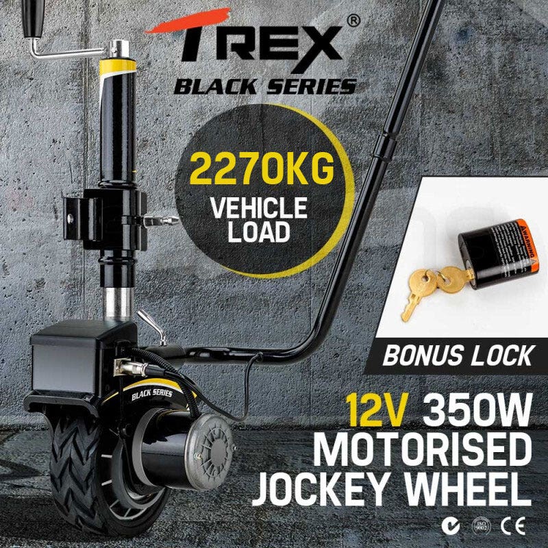 PRE-ORDER T-REX Motorised Jockey Wheel Electric Power Mover 12V 350W Caravan Trailer Boat
