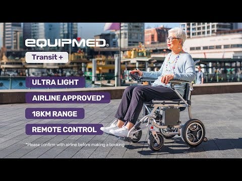 EQUIPMED Power Electric Wheelchair, Airline Approved Wheelchair, Extra Lightweight, Long Range, Lithium Batteries, Silver
