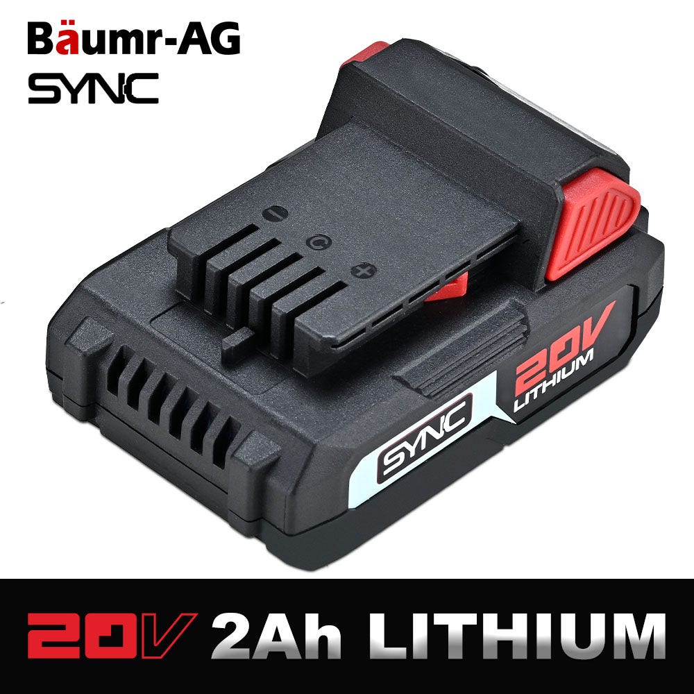 PRE-ORDER BAUMR-AG 20V 2Ah SYNC Lithium-Ion Battery, Replacement or Spare Battery, Rechargeable