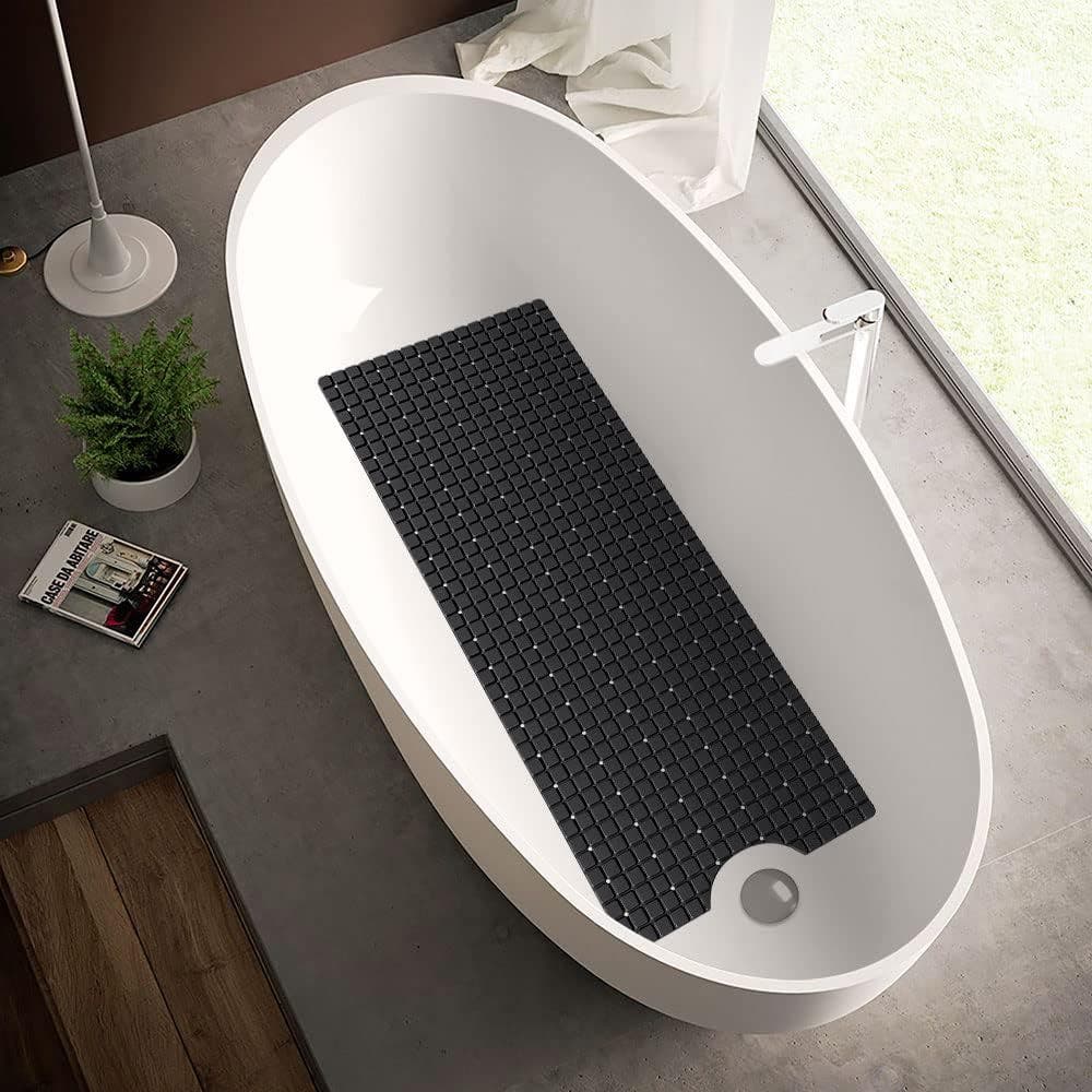 Carla Home Genux 39 x 16 Inch Non-Slip Machine Washable Bath Tub & Shower Mat - Black