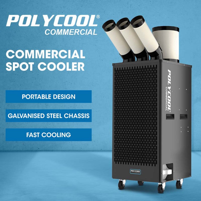 POLYCOOL 6.5kW Portable Industrial Spot Cooler, with Triple Cooling Ducts, 15A Plug