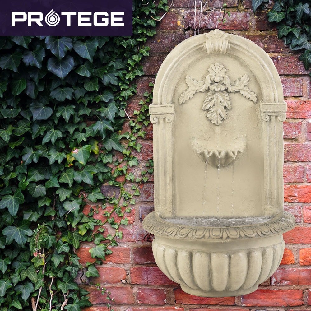 PROTEGE Classic Solar Powered Water Feature Fountain, Wall Mount or Freestanding with Lighting