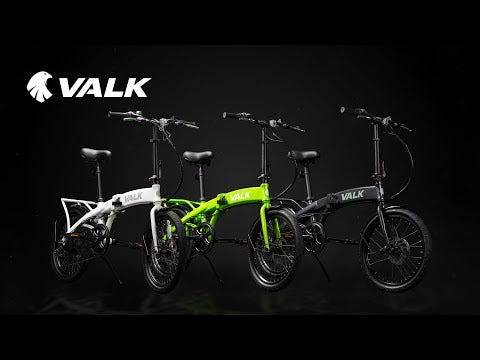 VALK Shuttle 5 Electric Folding Bike, 20" Tyres, Shimano 7-Speed, Lime Green