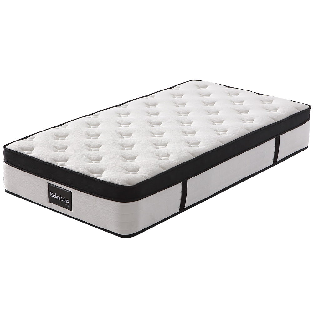 KINGSTON SLUMBER RelaxMax 31cm Single Mattress, Medium, Euro Top, 5-Zone, Pocket Spring, Knitted Fabric