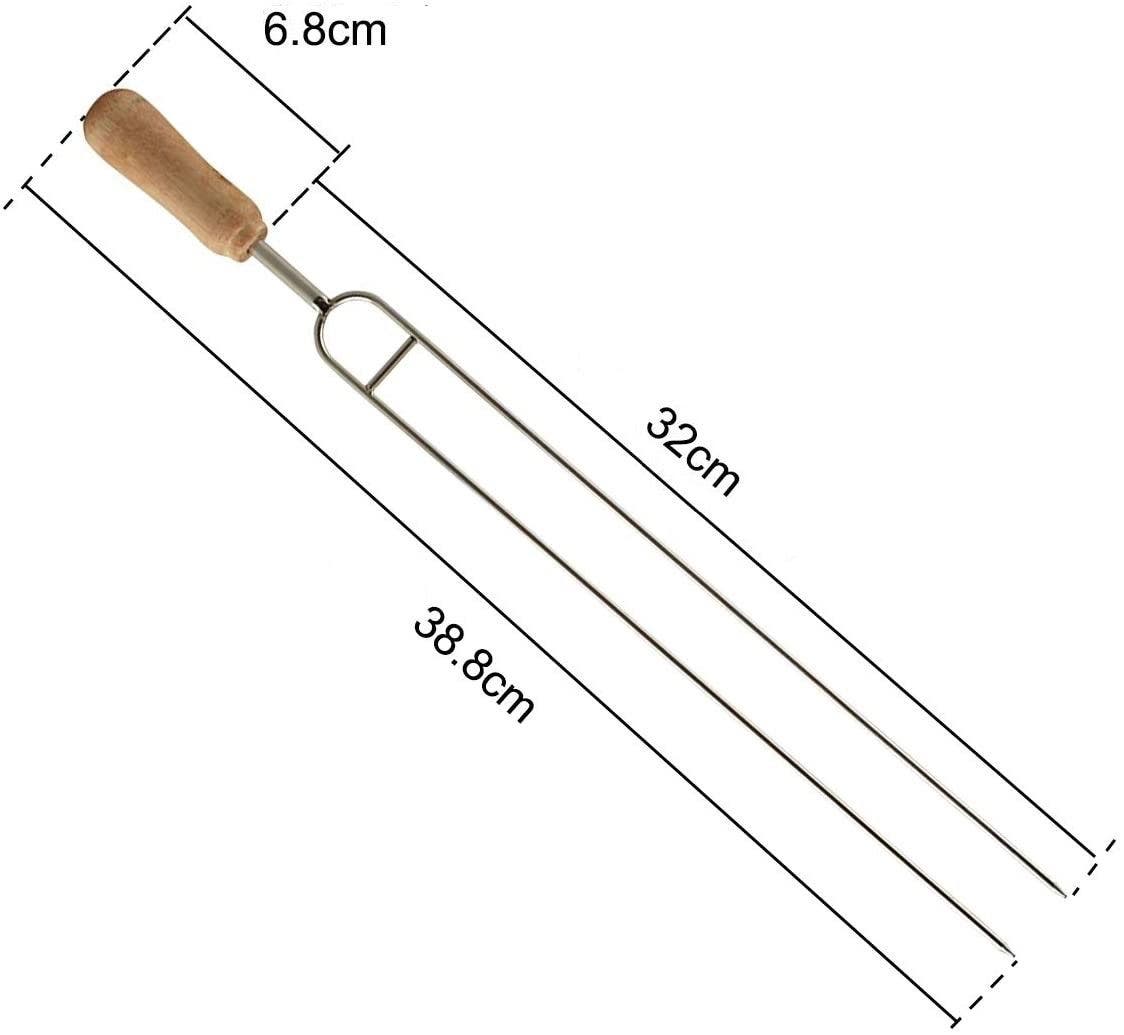 Carla Home Vikus 6Pk Double Prong Stainless Steel Blade with Wooden Handle Barbecue Skewers