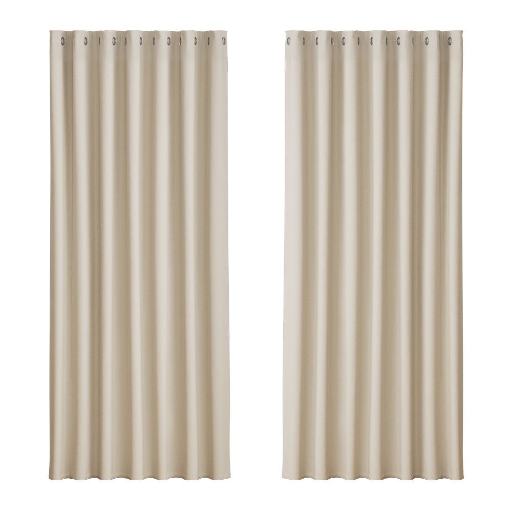 Artiss 2X Blockout Curtains Blackout Window Curtain Eyelet 240x230cm Beige
