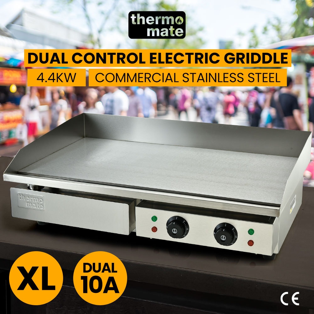 THERMOMATE Commercial Electric Griddle TH-G05, 4400W 73x37cm Flat Cooking Surface