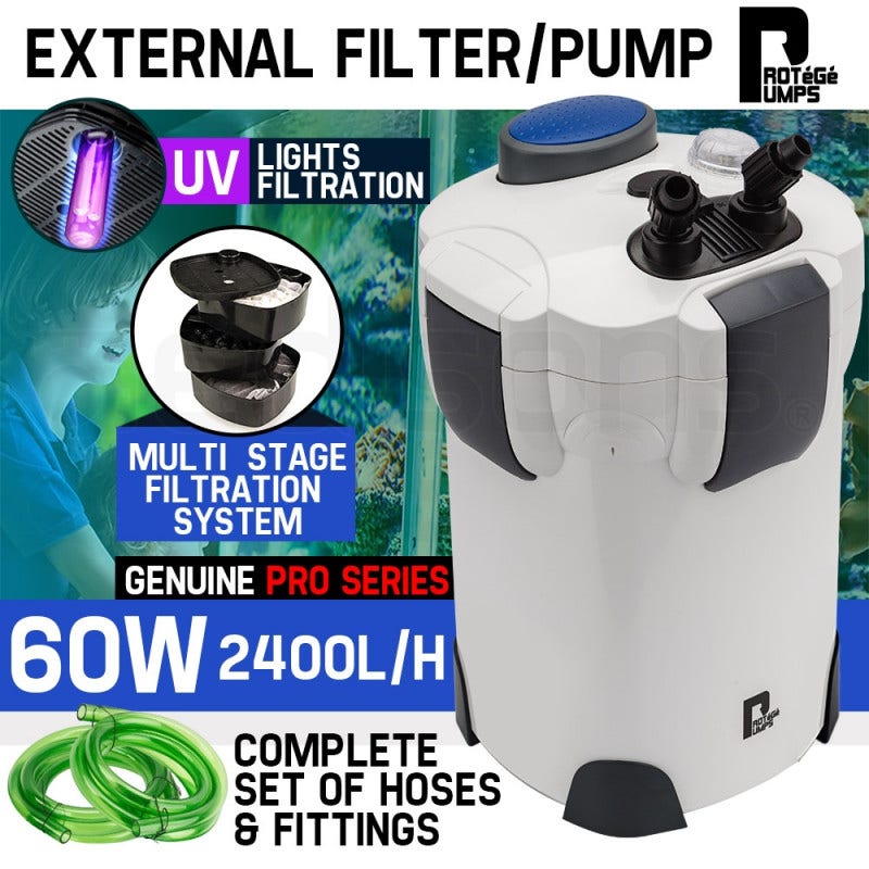 PROTEGE Aquarium External Canister Filter Aqua Fish Tank Multi Stage Pond Pump UV Light