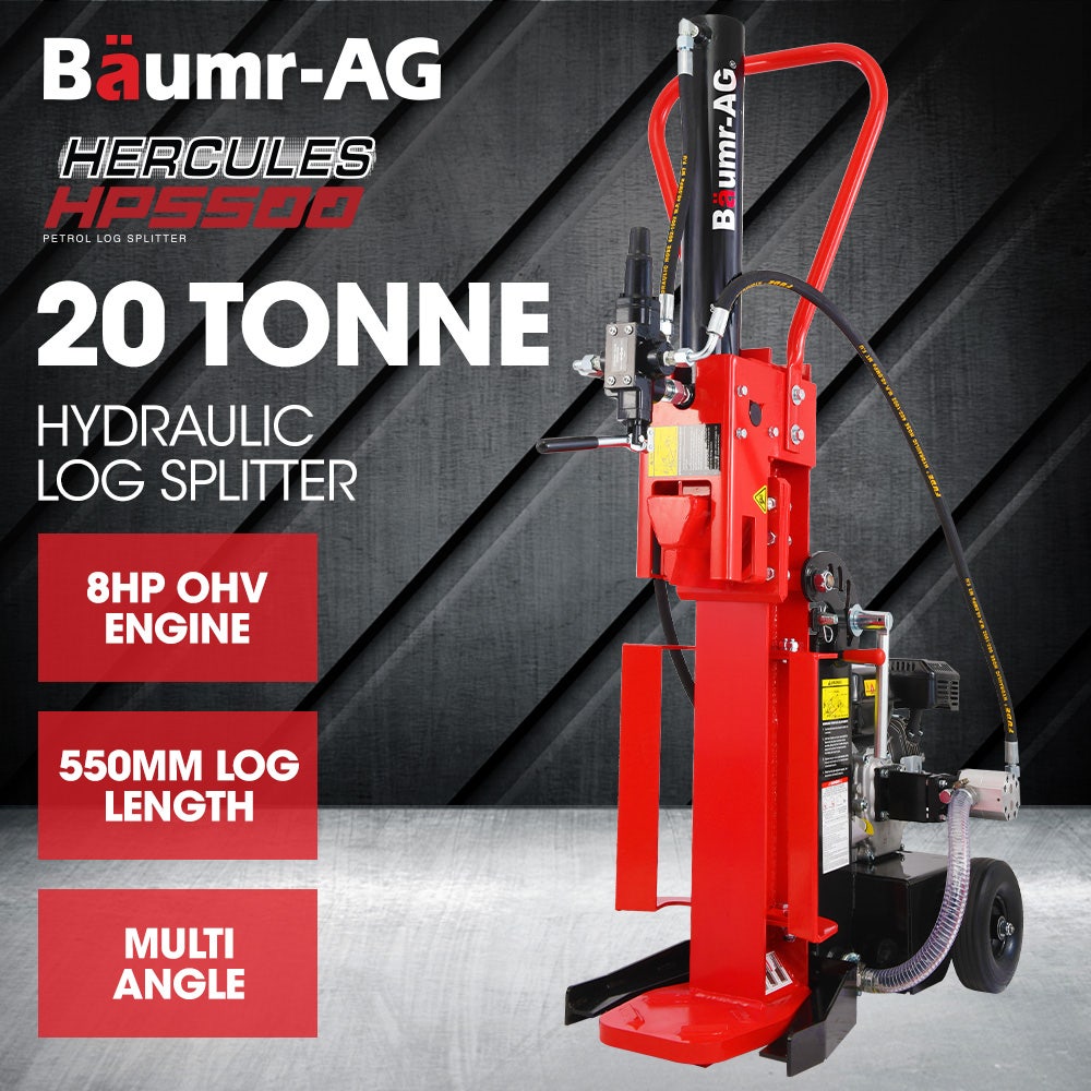 BAUMR-AG 20 Tonne Petrol Hydraulic Wood Log Splitter, Horizontal and Vertical Log Splitter - HPS500