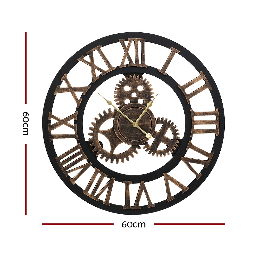 Artiss 60CM Wall Clock Modern Large Vintage Luxury Art Clock Home Decor Black