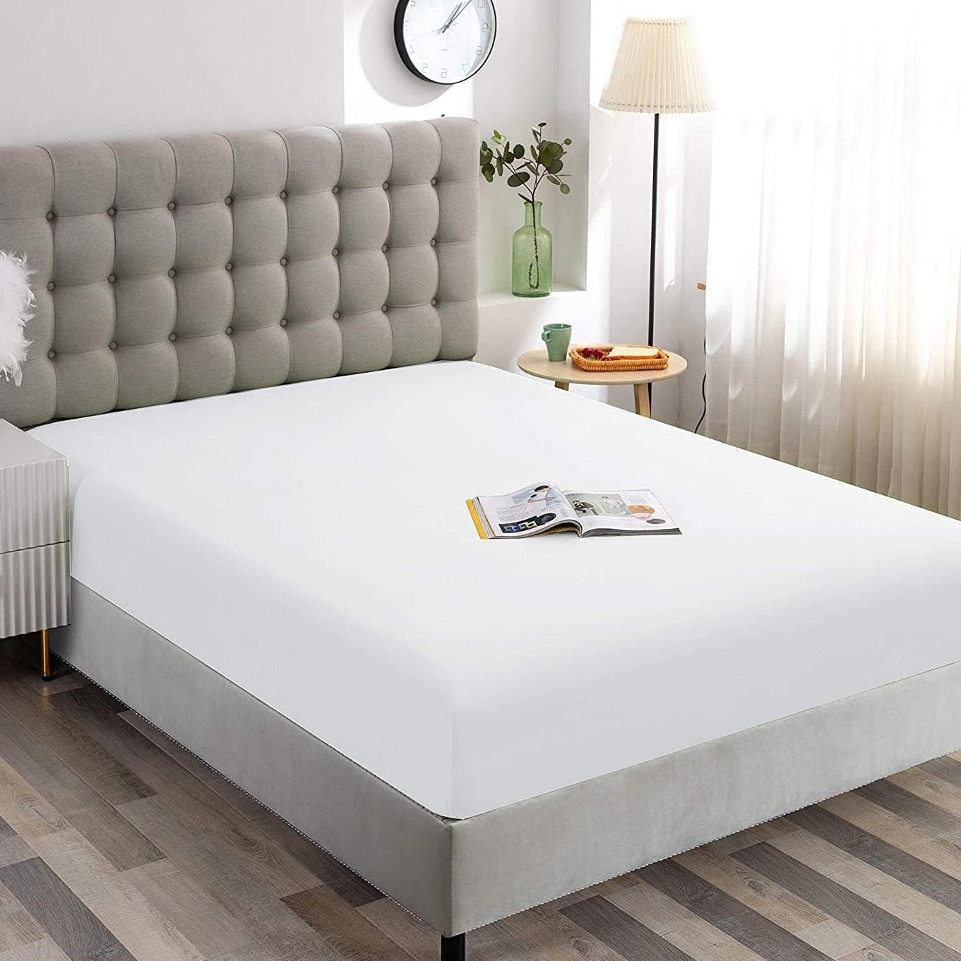 Carla Home Vikus 204 x 204cm Premium Microfiber Super King Fitted Sheet - White